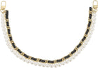 LinkMejor 17.7" Pearl Purse Double Chain, Metal Purse Extender Chain, PU Leather Double Handle Wrist Chain, Purse Handbag Strap Replacement Chain, (Black, Gold Chain)