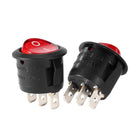 5Pcs Mini Red Lamp 3 Terminal SPST 2 Position I/O Round Button LED Light Boat Rocker Toggle Switches On/Off AC 250V/10A 125V/12A