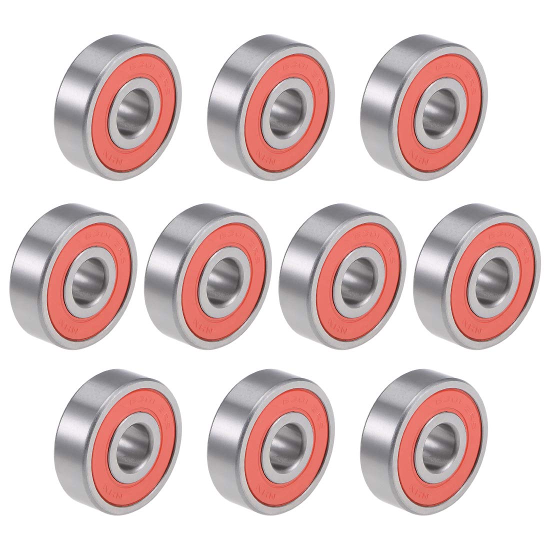 6301-2RS Deep Groove Ball Bearings Z2 12mm x 37mm x 12mm Double Sealed Chrome Steel 10pcs