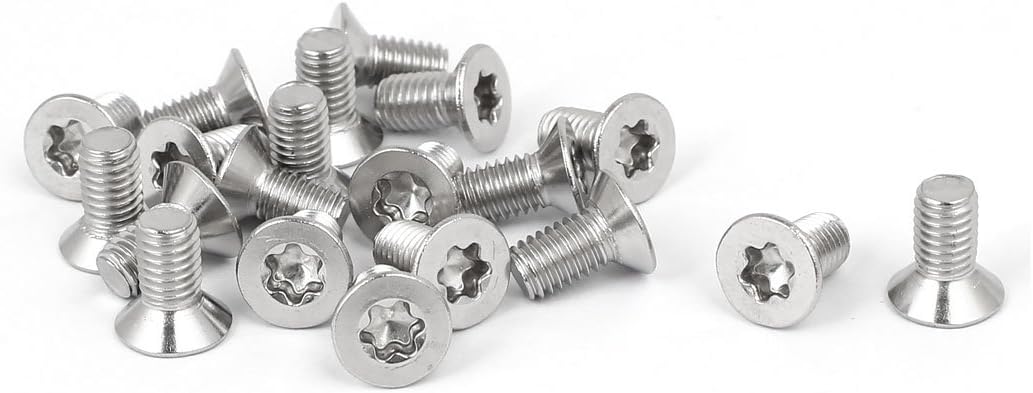 M5 x 10mm 316 Stainless Steel Flat Torx Head Machine Screw Silver Tone 20pcs