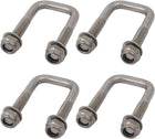 M6 Thread 45mm Length 304 Stainless Steel Square U Bolt Silver Tone 4pcs