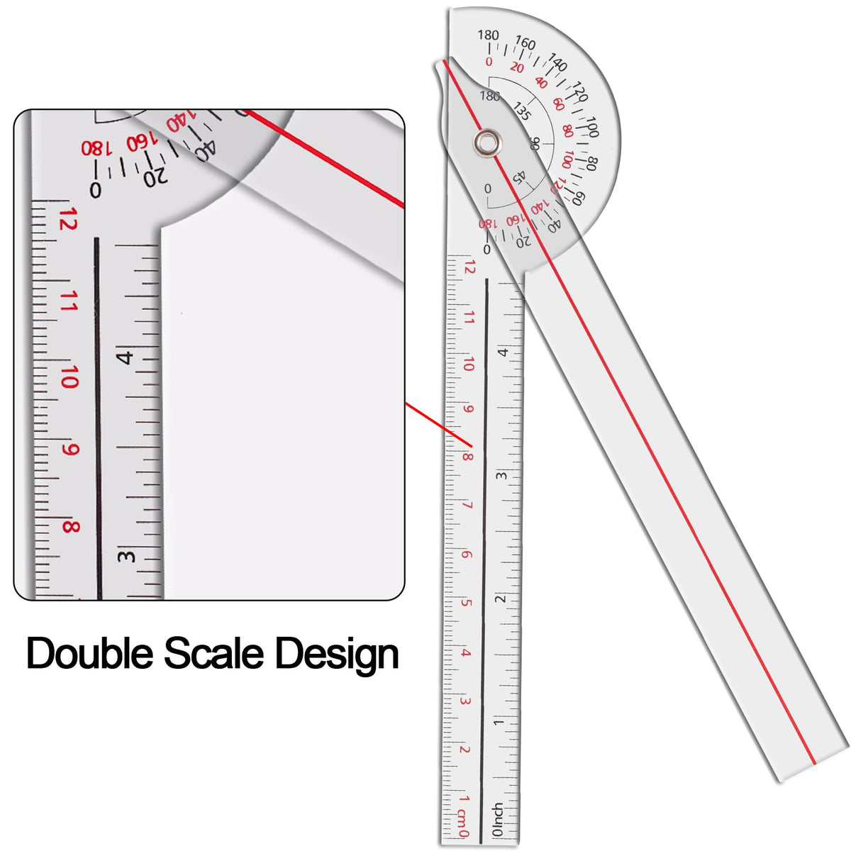 LinkMejor 1 PCS Goniometer 6 inch, 180 Graden (Plastic)
