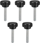M5 x 40mm Metric Male Thread Knurled Clamping Knobs Grip Thumb Screw on Type Hand Clamping Handle Bolt with Plastic Knobs Black 5 Pcs