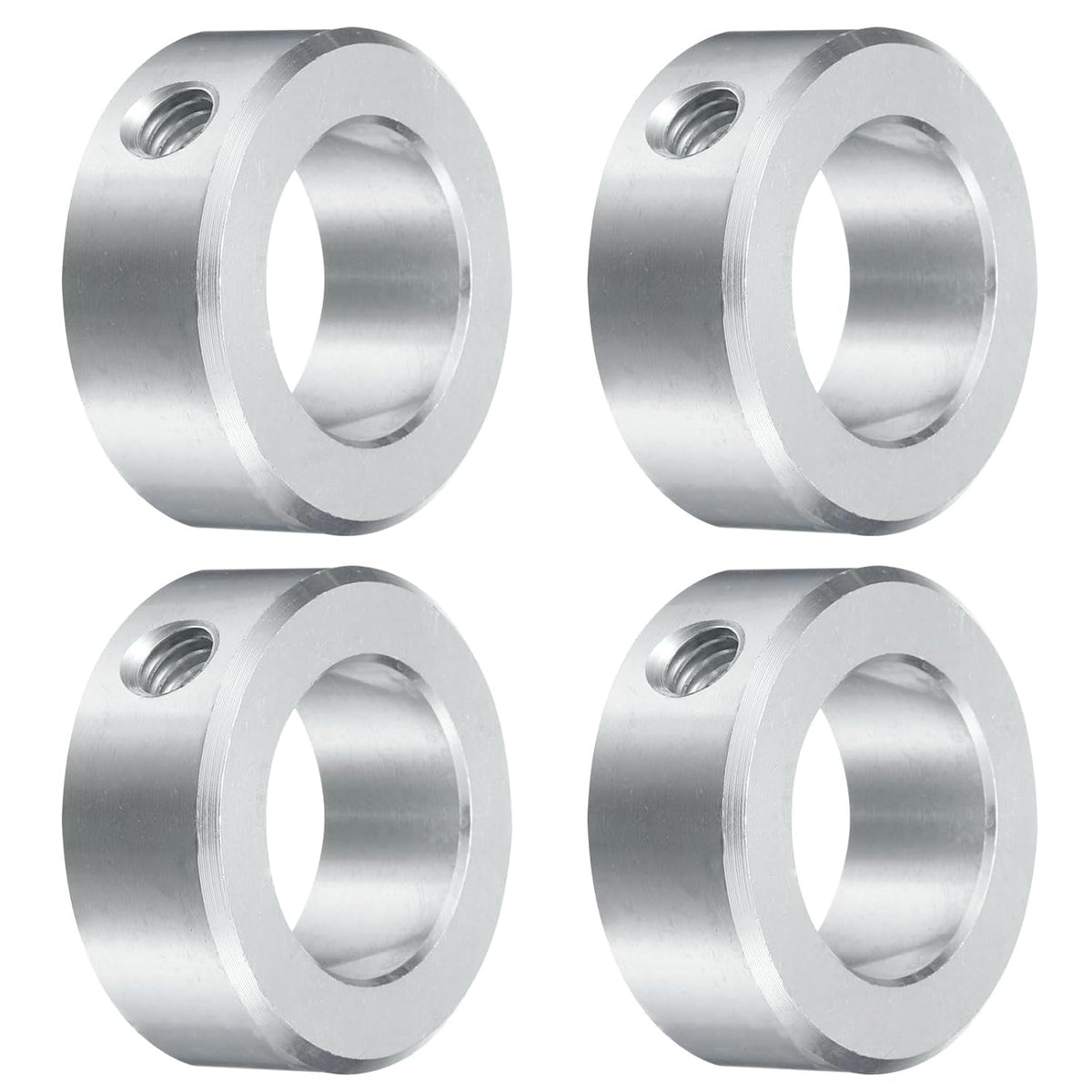 4pcs Set Screw Collars 1" Bore, Aluminum Shaft Collars, 1-5/8" OD and 5/8" Thickness, Set Screw Clamp Collar, Stop Collar for Linear Rod Shaft Guide