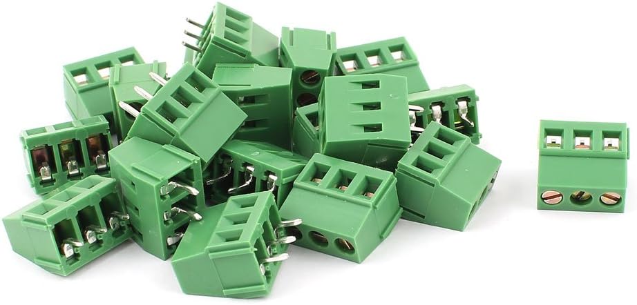 20 Pcs 3 Terminals 5.0mm Pitch PCB Mount Screw Terminal Block AC 250V 8A