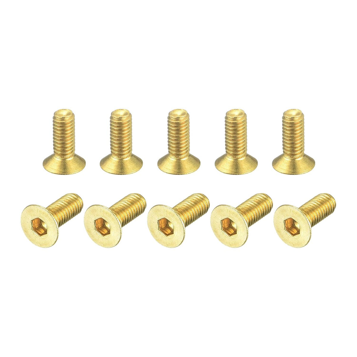 Flat Head Socket Cap Screws, M3-0.5x8mm Brass Inner Hex Drive Fasteners Bolts 12Pcs