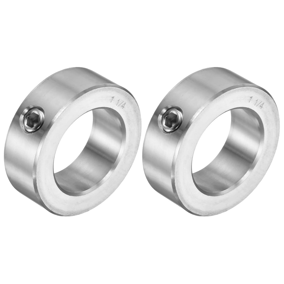 2pcs Set Screw Collars 1-1/4" Bore 304 Stainless Steel Shaft Collars, 2" OD, 11/16" Width Axle Collar Clamp for Linear Rod Shaft Guide