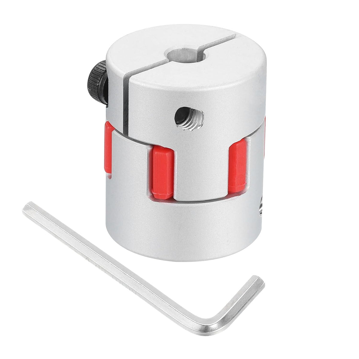 D25 L30 6.35mm to 6.35mm Flexible Plum Shaft Coupling Aluminum Motor Connector Flexible Spider Coupler for 3D Printer CNC Machine and Servo Stepper Motor (Silver Tone/Red)