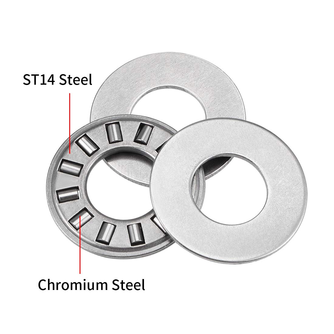 LinkMejor TC512 Thrust Needle Roller Bearings with Washers 5/16" Bore 3/4" OD 5/64" Width 3pcs