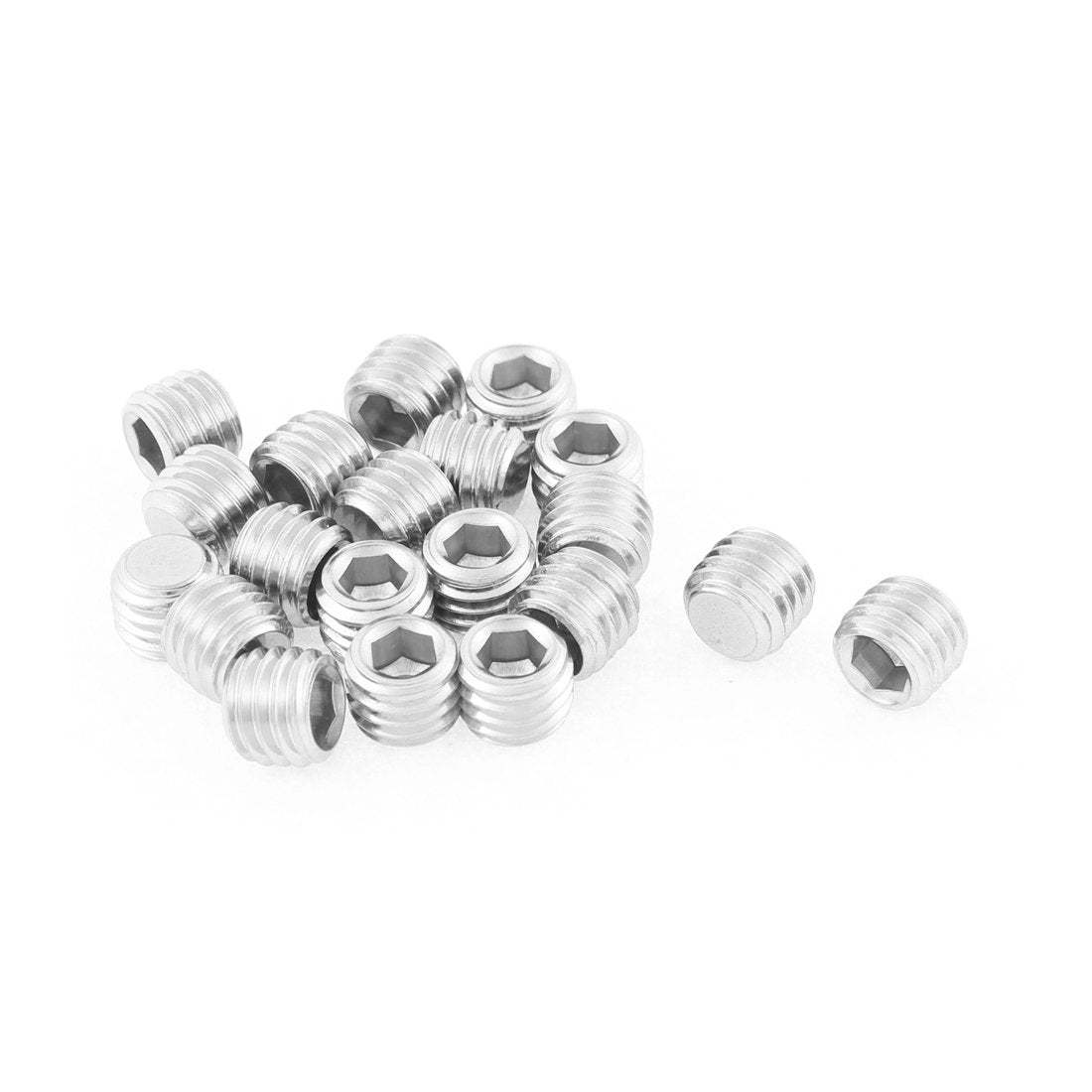 M10x8mm Metric 304 Stainless Steel Hex Socket Set Flat Point Grub Screws Silver Tone for Towel Rack Door Knob 20pcs