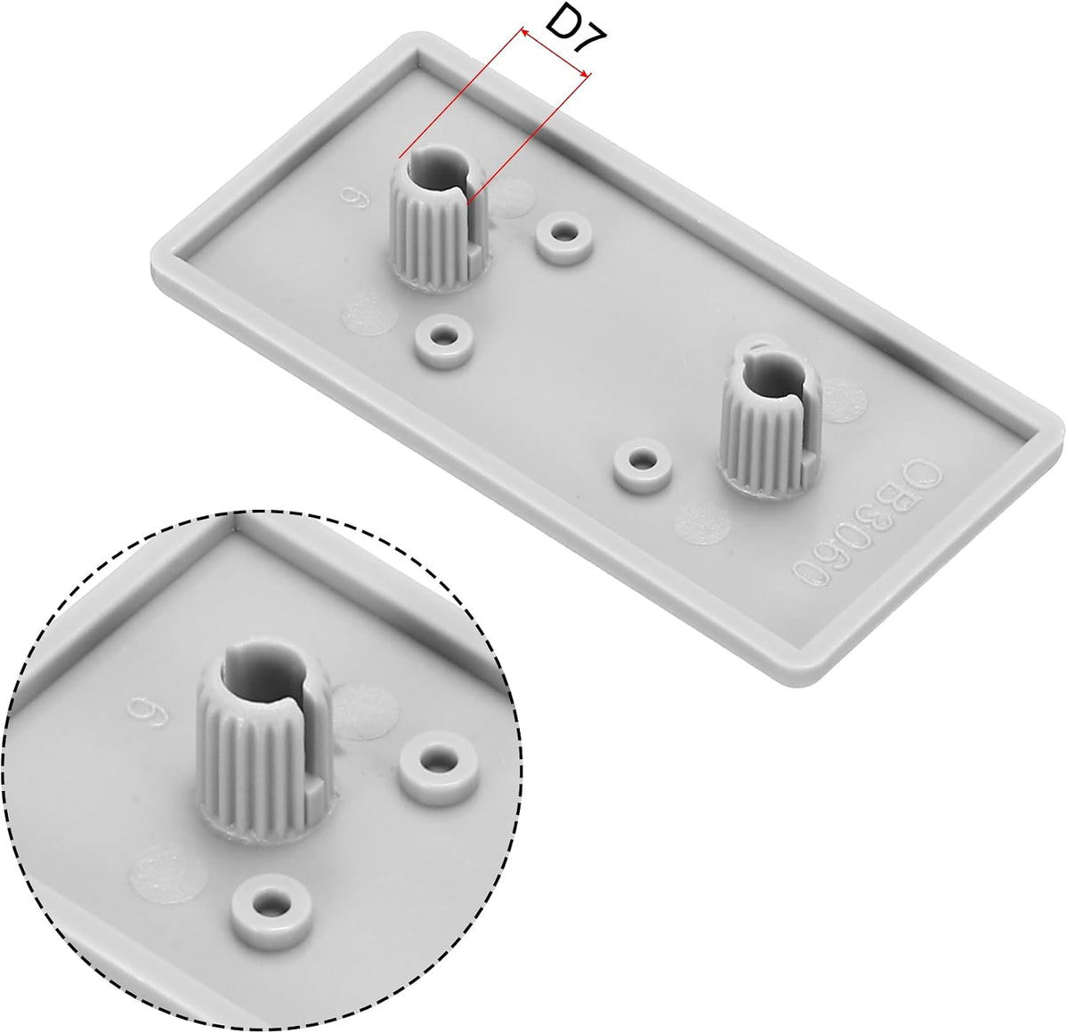 Standard Plastic Rectangle Aluminum Extrusion End Cap Gray White 30x60mm 24pcs