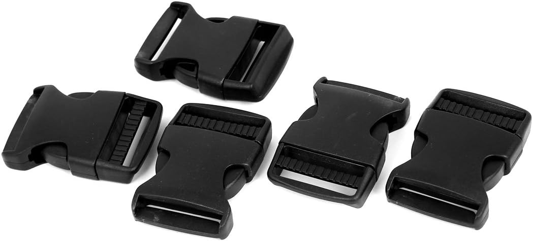 LinkMejor Plastic 1.5" Wide Webbing Strap Side Release Buckle 5Pcs Black