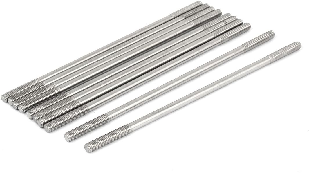 M6x170mm 304 Stainless Steel Double End Threaded Stud Screw Bolt 10pcs