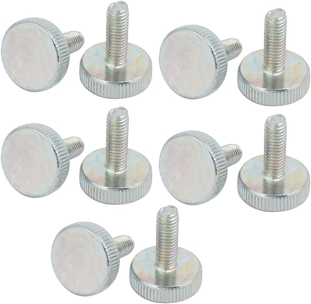 M6x18mm Thread Zinc Plated Knurled Round Head Thumb Screws Silver Blue 10pcs