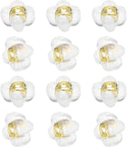 16Pcs Silicone Earring Backs, Soft Clear Earring Stoppers Replacement Flower Shape Earring Backs for Studs Fish Hook Earrings, 4mm Gold