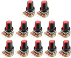 12Pcs 1K Ohm Variable Resistors Single Turn Rotary Carbon Film Taper Potentiometer with Knobs