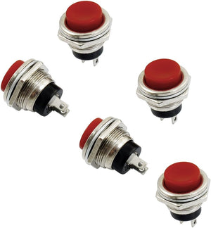 5 x Momentary SPST NO Red Round Cap Push Button Switch AC 125V 3A