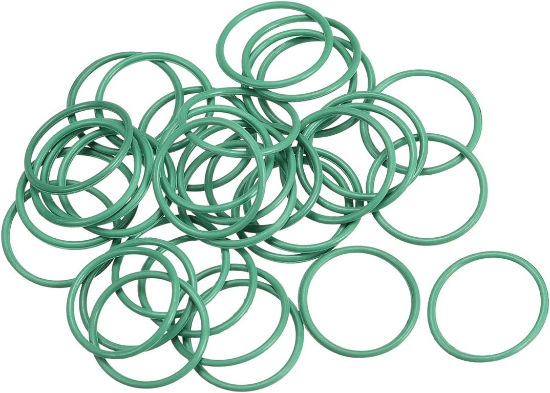 Fluorine Rubber O-Rings, 14mm OD 12mm ID 1mm Width FKM Seal Gasket for Machinery Plumbing, Green, Pack of 30