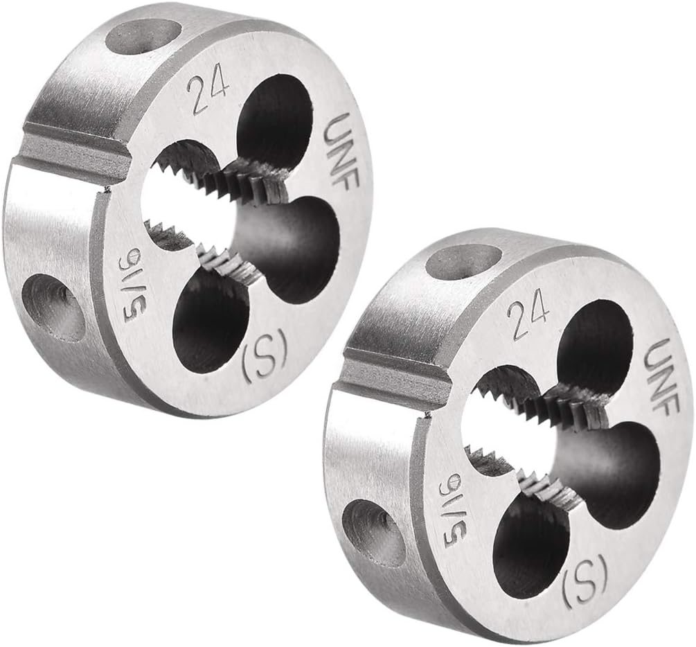 5/16-24 UNF Round Die, Machine Thread Right Hand Threading Die, Alloy Tool Steel Screw Thread Cutting Die, 2pcs