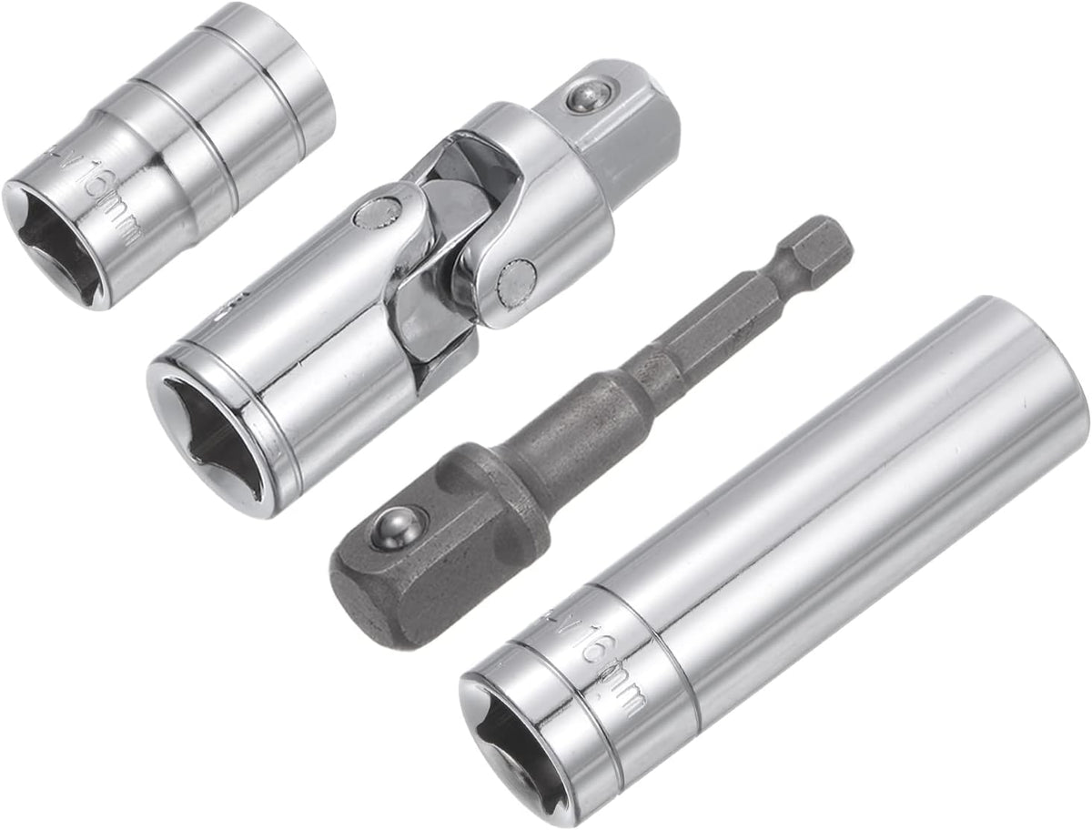 Steckerzubehör-Set, 23mm Flach und Tief Stecker Universalgelenke 1/4" Sechskantgriff Stoßadapter mit 1/2" Antrieb