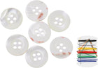 7Pcs Natural Shell Button, 4 Hole 15mm Wide Edge Mother of Pearl Buttons with Sewing Thread Kit for Shirt Coats Suits Jacket Jeans Skirts DIY Sewing Crafts, White/Black