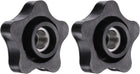 2Pcs Star Knob, 3/8"-24 (UNF) Star Shape Knurled Clamping Knobs Fluted Screw-On Through Hole Threaded Nuts for Industrial Furniture Tools Jigs Clamps, Black