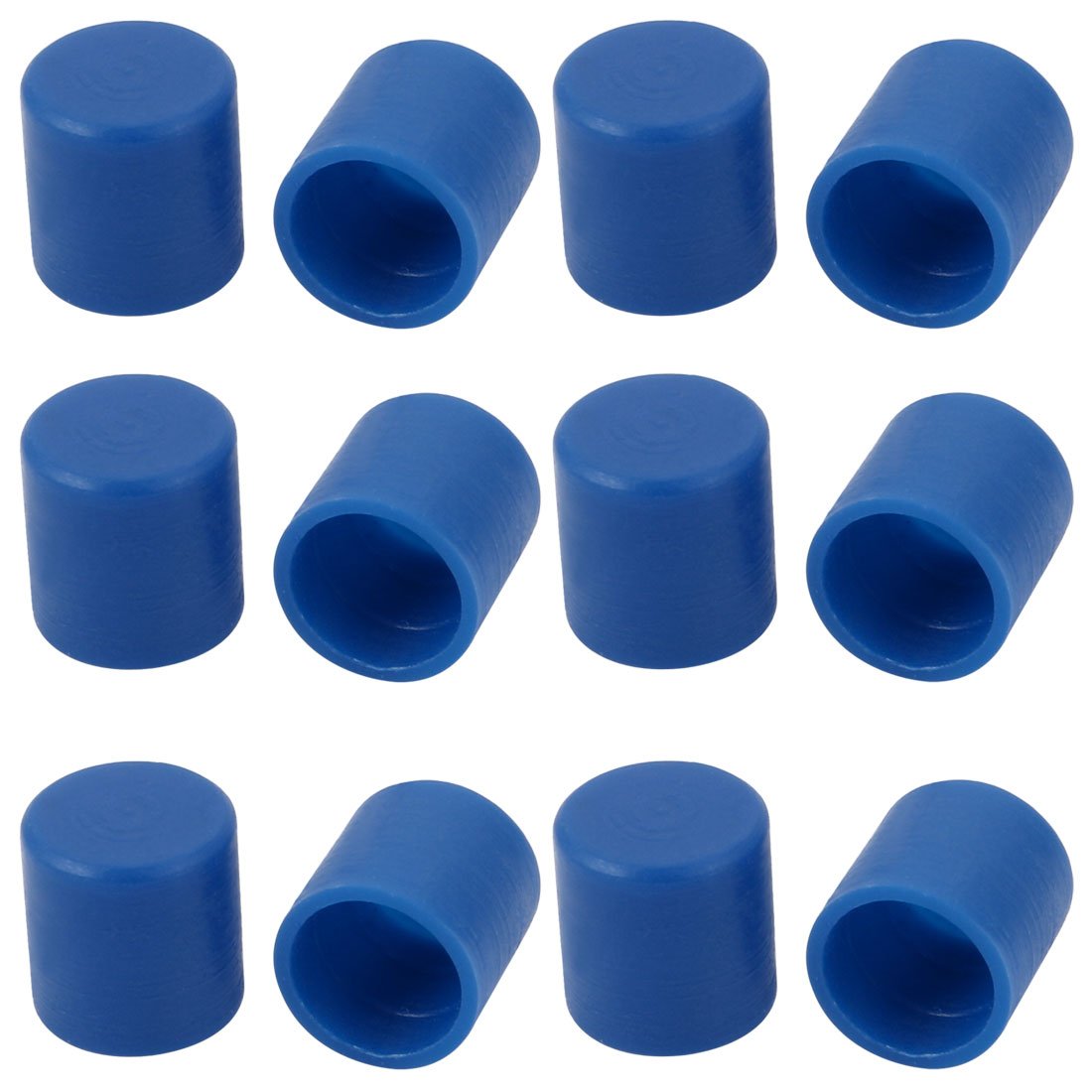 12pcs 8mm Inner Dia PE Plastic End Cap Bolt Thread Protector Tube Cover Blue