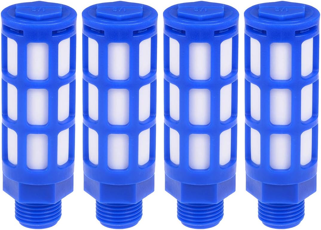 Plastic Pneumatic Muffler Exhaust Air Line Silencer 1/2 PT Blue, 4pcs