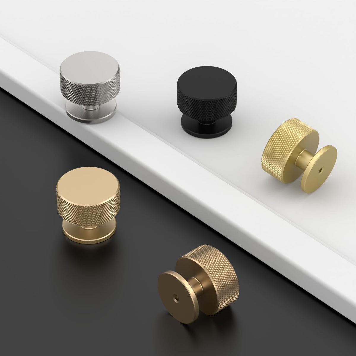 LinkMejor 10 Pack Brushed Gold Kitchen Cabinet Knobs, Knurled Cabinet Knobs Kitchen Cabinet Hardware for Cupboard Drawer