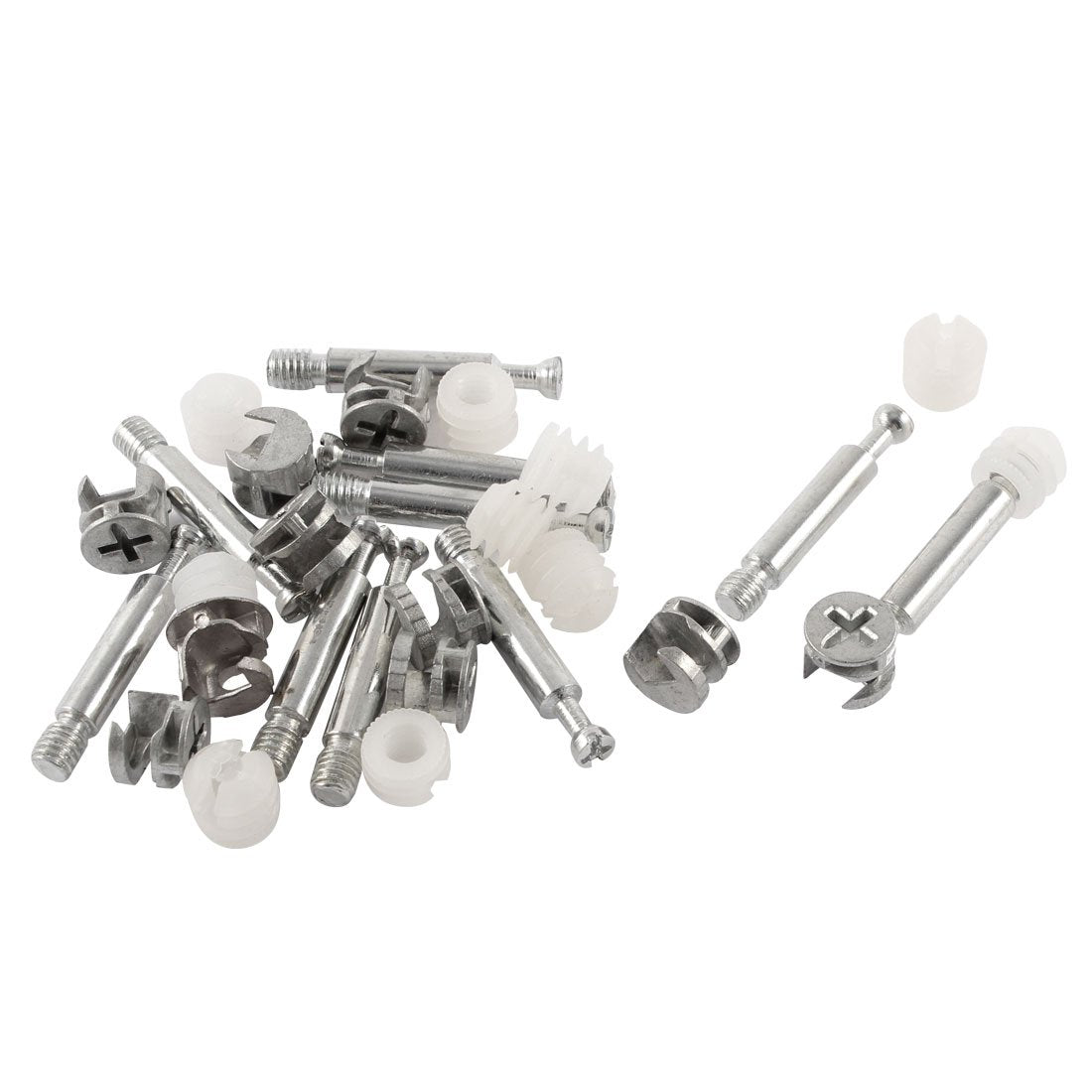3-in-1 Furniture Connecting Kit 15mm OD Cam Fitting, M6x39.4mm Dowel Screws, 10mm OD Pre-Inserted Nut 10 Sets
