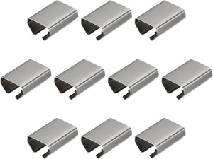 Fold Over Crimp End Caps, 80Pcs 20 x 16mm Ribbon End Clasp Tips Clamp Cord Ends for Jewelry DIY Craft Making, White Nickel
