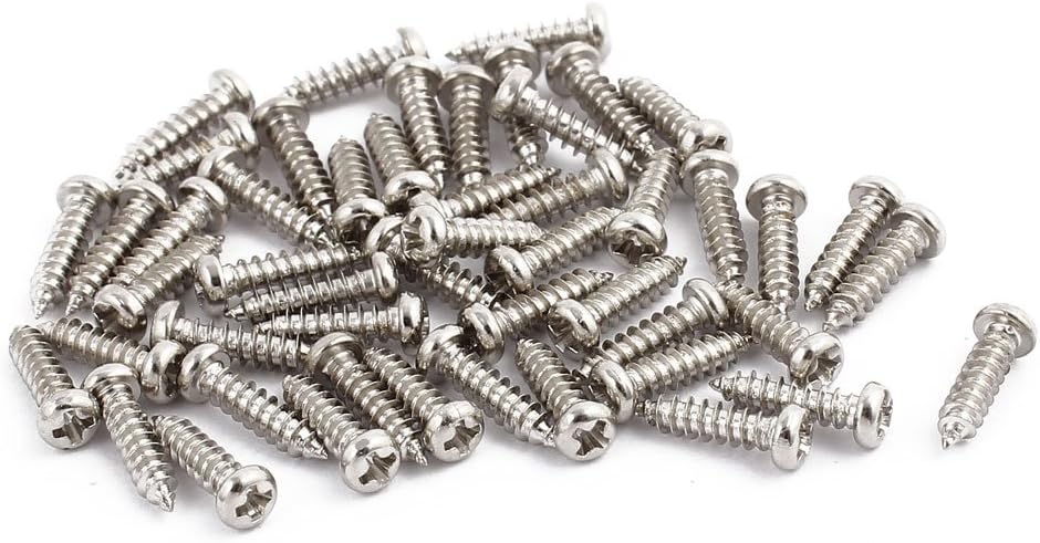 50pcs M2.5x10mm Stainless Steel Phillips Round Pan Head Self Tapping Screws Bolts