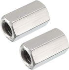 M10 X 1.5-Pitch 30mm Length 304 Stainless Steel Metric Hex Coupling Nut, 2Pcs