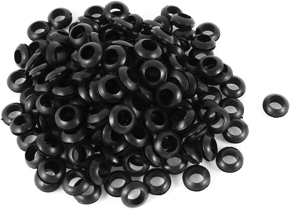 200pcs Black Rubber Wiring Grommets Ring Cable Protector 10mm x 16mm