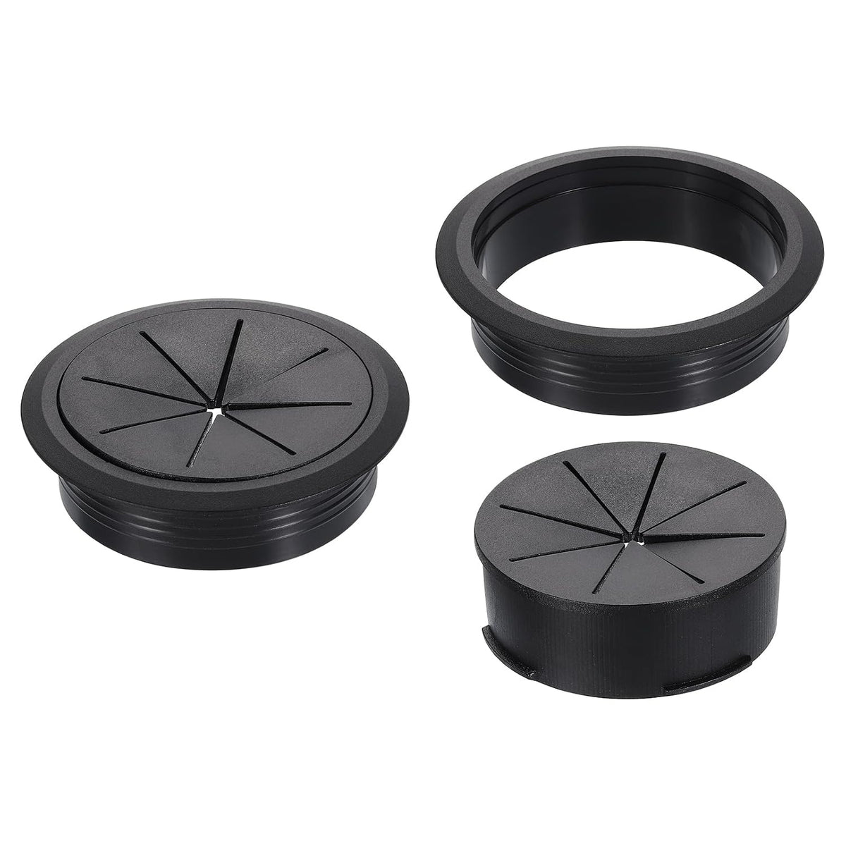 2 Pcs Desk Grommet, Fit 80mm/3.15" Plastic Cable Hole Cover Bulk Top Hat Grommet Desk Hole Cover for Cables Home Office, Black