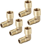 Brass Pipe Fitting 90 Degree Elbow 1/8 PT Male X 1/8 PT Female 5pcs