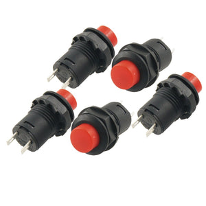 5 Pcs AC 250V/1.5A 125V/3A SPST Latching Red Push Button Switch