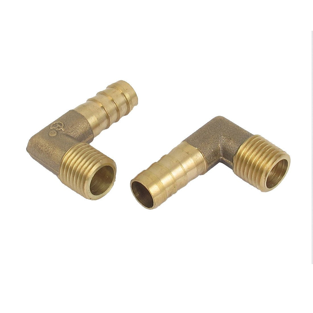 1/4BSP Thread 10mm Tube Dia 90 Degree Brass Hose Barb Coupler 2pcs