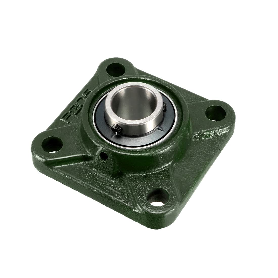 UCF205 Square Flanged Pillow Block Bearing, 25mm Bore Diameter, Cast Iron/Chrome Steel, Set Screw Lock (Pack of 1)