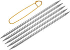 5Pcs US 10(6mm) Double Pointed Knitting Needle 7.87 Inches Length Stainless Steel Sweater Stitching Needles with Stitch Holder for Handmade Projects DIY Knitting