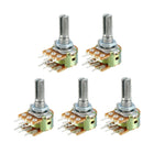 WH148 10K Ohm Variable Resistors Dual Rotary Carbon Film Taper Potentiometer 5pcs