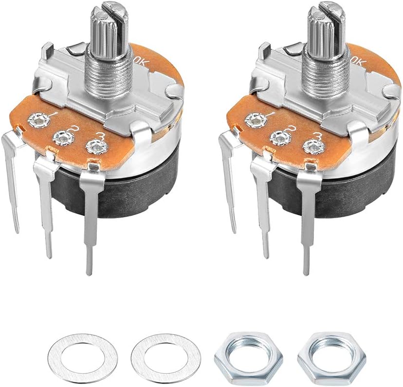 WH138 Potentiometer with Switch 50K Ohm Variable Resistors Single Turn Rotary Carbon Film Taper 2pcs