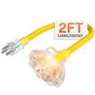 LinkMejor 2 FT 12 Gauge Heavy Duty Extension Cord with Multiple Outlets