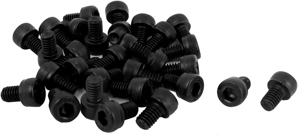 M4 x 6mm 12.9 Alloy Steel Hex Socket Head Cap Screws Bolts Black 30pcs
