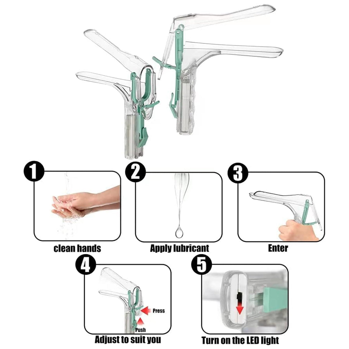 Verlichte Speculum Transparant Specula voor Cervix IUD Zelfverwijderingsgereedschap Medium