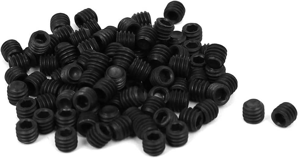 DIN916 M4x3.5mm Metal Grade 10.9 Hex Socket Set Screw Bolt Fastener Black 100pcs