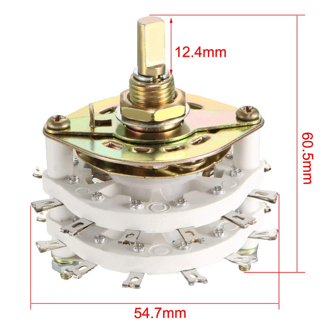 6P3T 6 Pole 3 Position Selectable 2 Deck Band Channel Rotary Switch Selector