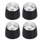 4pcs Potentiometer Knob Style Amplifier Replacement Knob Black with Silver Tone Cap Volume Control Knob