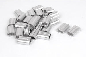 1/5-inch Wire Rope Aluminum Sleeves Clip Fittings Cable Crimps 50pcs