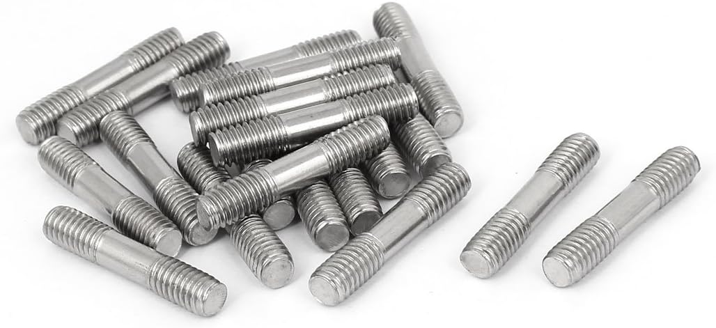 M6x30mm 304 Stainless Steel Double End Threaded Stud Screw Bolt 20pcs